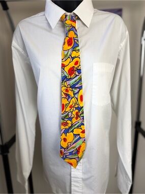 Ken Done Pure Silk Tie Made in Australia Colorful Floral Art Tie Vintage